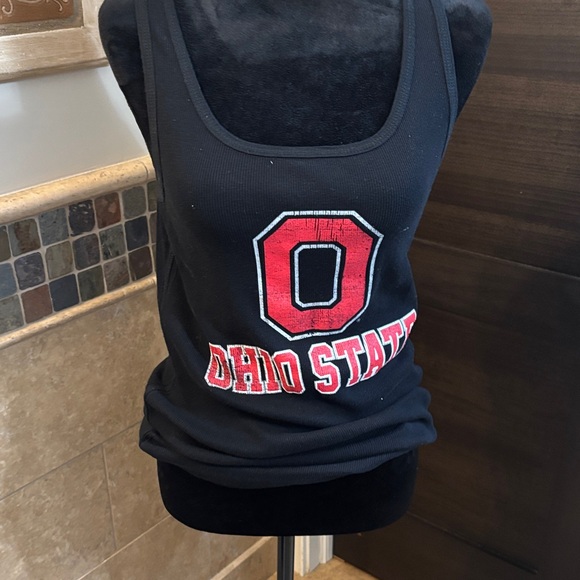 J. America Tops - J. America Black Tank Top with Red Ohio State Logo